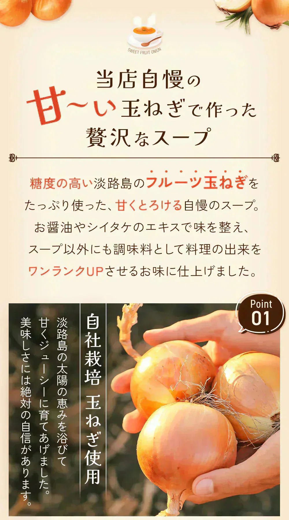 淡路島フルーツ玉ねぎ使用！フルーツ玉ねぎスーププチ60食