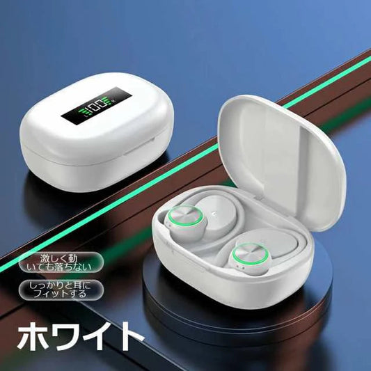 イヤホン 耳を塞がない ワイヤレス bluetooth 5.3 ランニング オープンイヤー ワイヤレスイヤホン ジョギング イヤーカフイヤホン 耳掛け式 マイク 高音質 w602B(ホワイト)