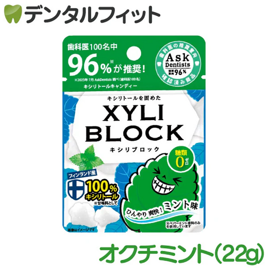 オクチシリーズ キシリブロック ミント味 1袋(22g) XYLI BLOCK キャンディ 【メール便送料無料】