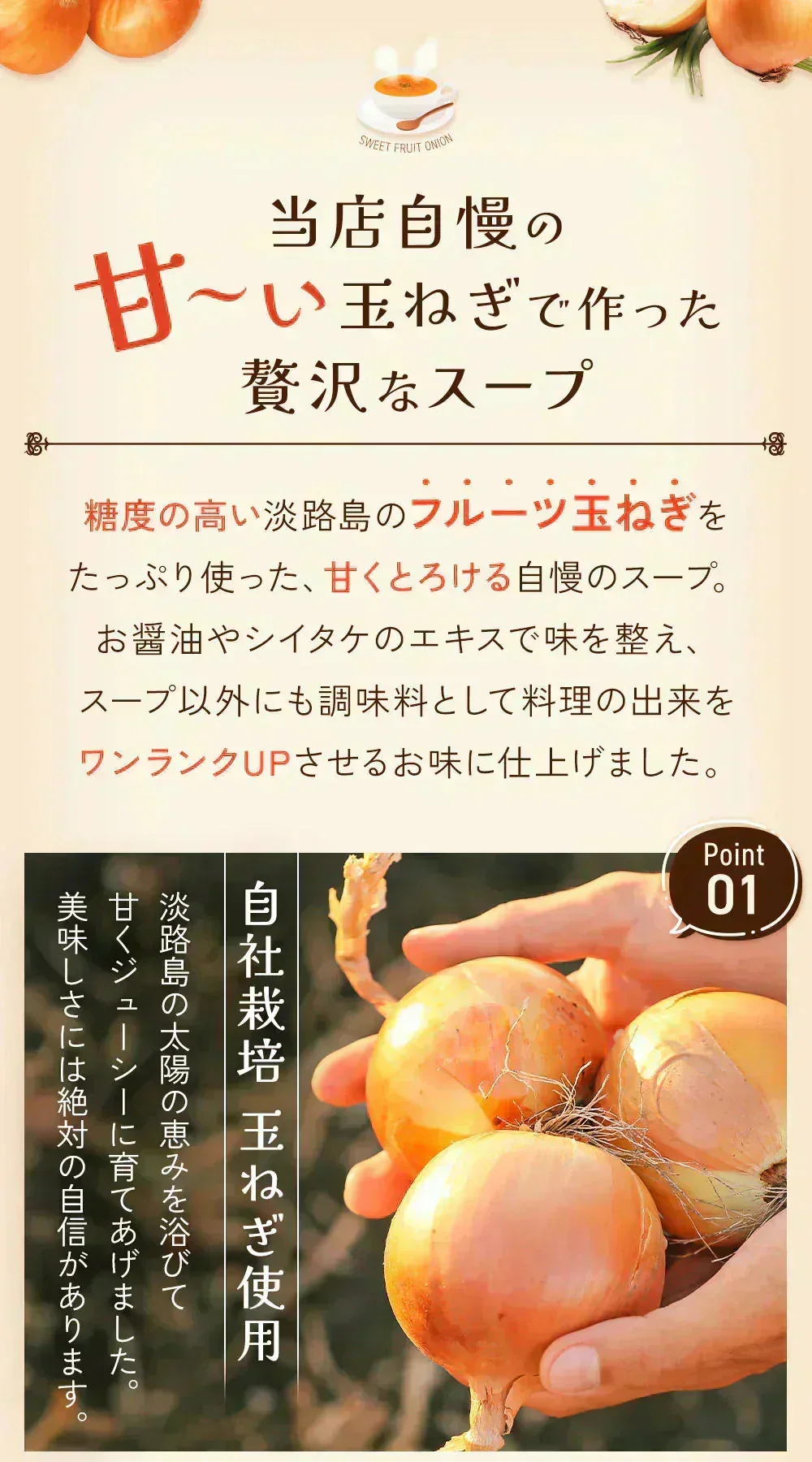淡路島フルーツ玉ねぎ使用！フルーツ玉ねぎスーププチ60食