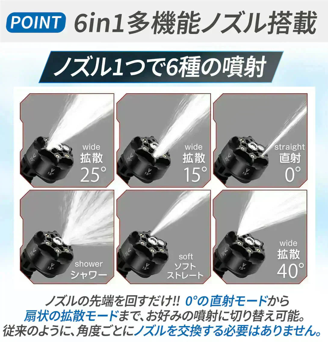 強力ハンディ高圧洗浄機BL　バッテリ2個・充電器付 マキタバッテリ互換 専用ケース付 ブラシレス 洗車 ベランダ バケツ