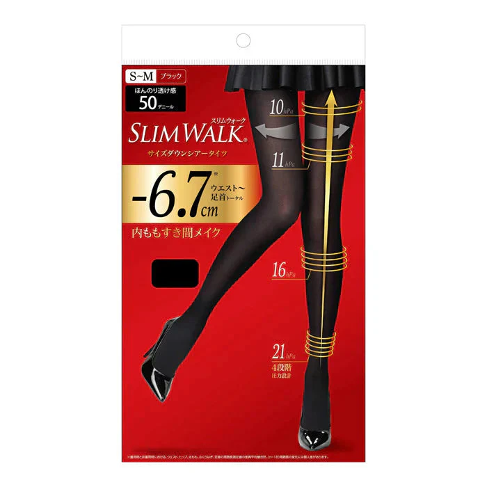 スリムウォーク認定販売店【（2足セット）サイズダウンシアータイツ（SMサイズ）】 着圧 ストッキング 美脚 ピップ