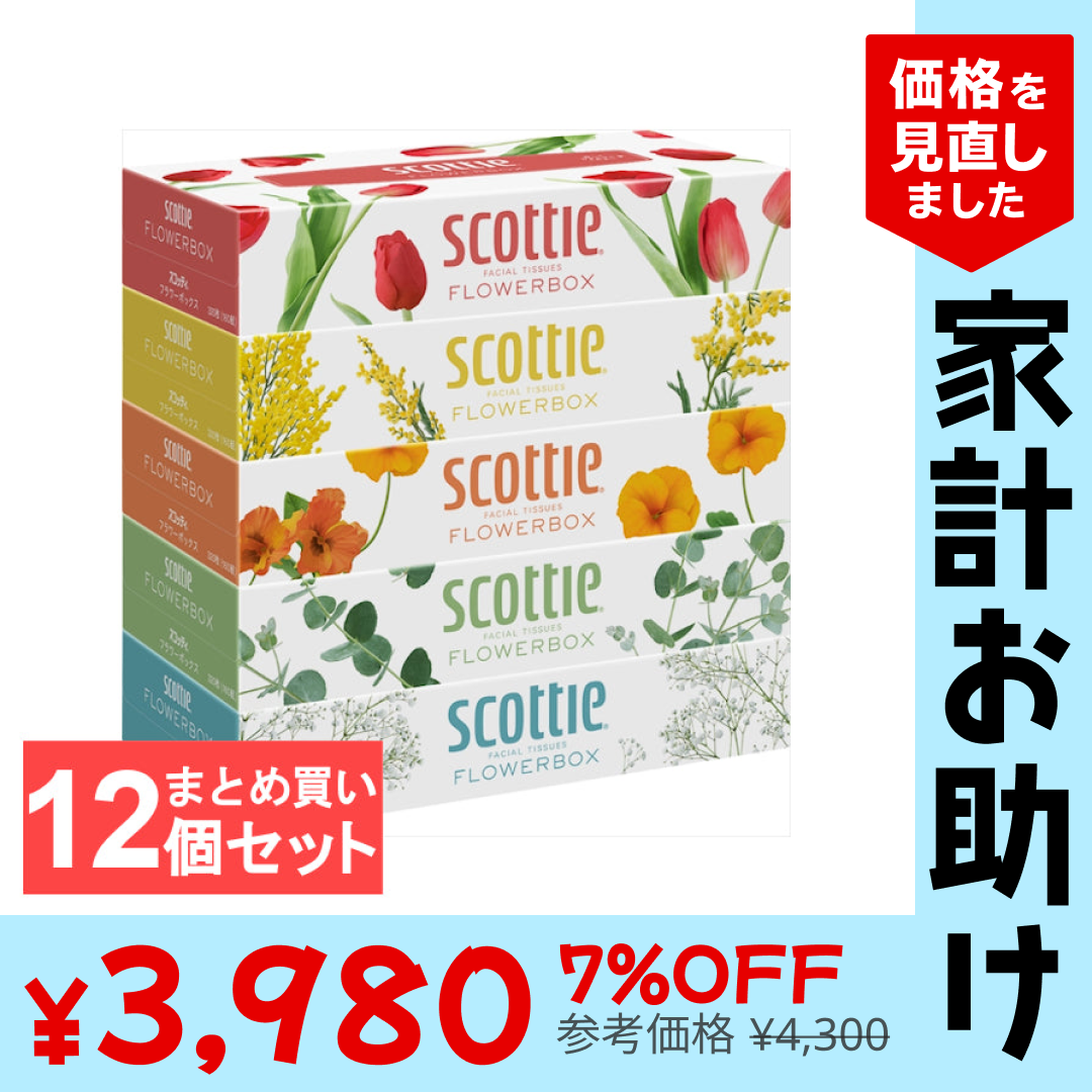 【カートアップNG】【60箱】日本製紙クレシア スコッティ ティシュー フラワーボックス 160組 5箱×12個セット【家計お助けSALE】