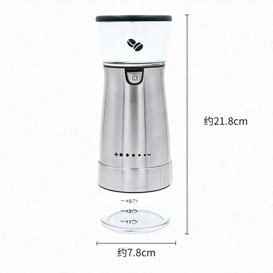 即納商品 コーヒーミル 電動 コーヒー本来の風味 粗挽き 細挽き　4段階 調整可能 コンパクトサイズ アウトドア キャンプ　簡単操作