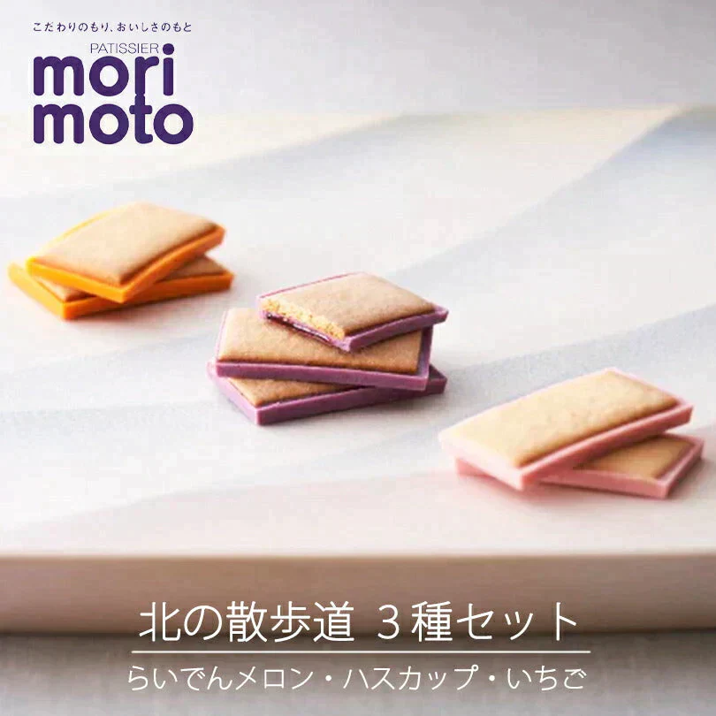 もりもと morimoto 北の散歩道【らいでんメロン・ハスカップ・いちご】【各1箱8枚入・計3箱】