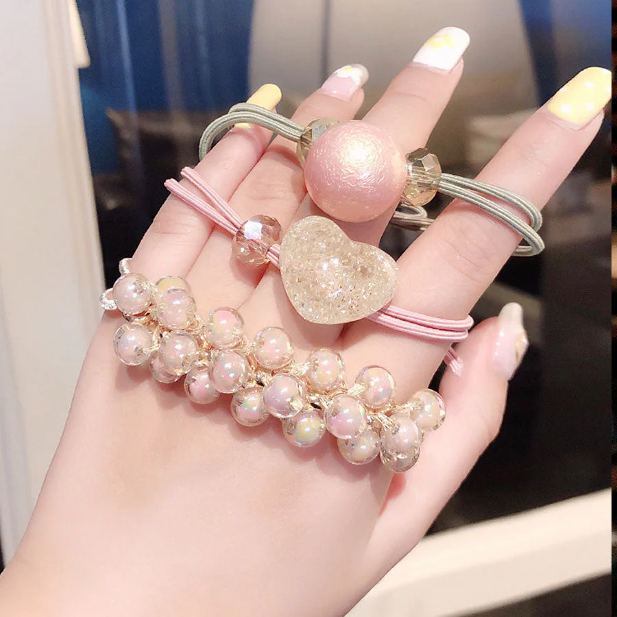 ヘアゴム 3点セット キラキラ 髪留め ブレスレット おしゃれ おとな ヘアアクセサリー ヘアアレンジ シンプル 上品 かわいい　コロコロ 髪飾り 普段使い