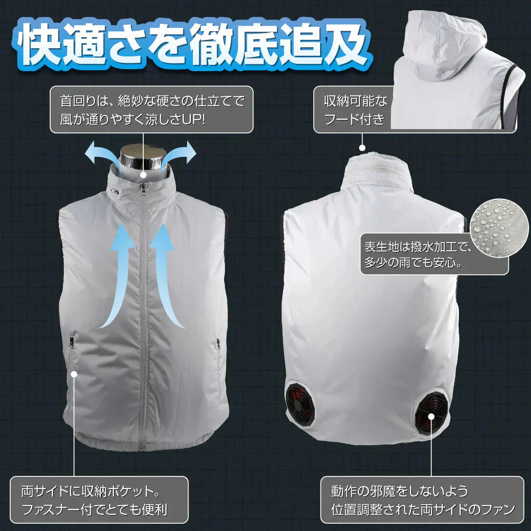 空調ベスト お手軽風冷ベスト 紺XL フルセット 1組【発送時期は商品説明参照】