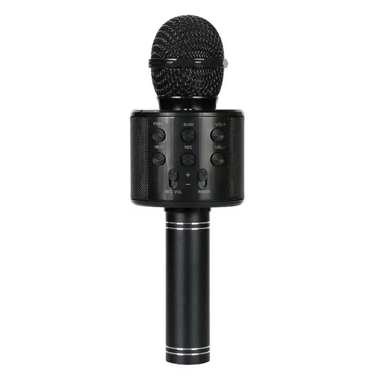 カラオケマイク ブラック ワイヤレスマイク Bluetoothマイク スピーカー付き 高音質 USB充電 録音 ボーカルカット エコー 子供 クリスマス 誕生日 パーティー プレゼント