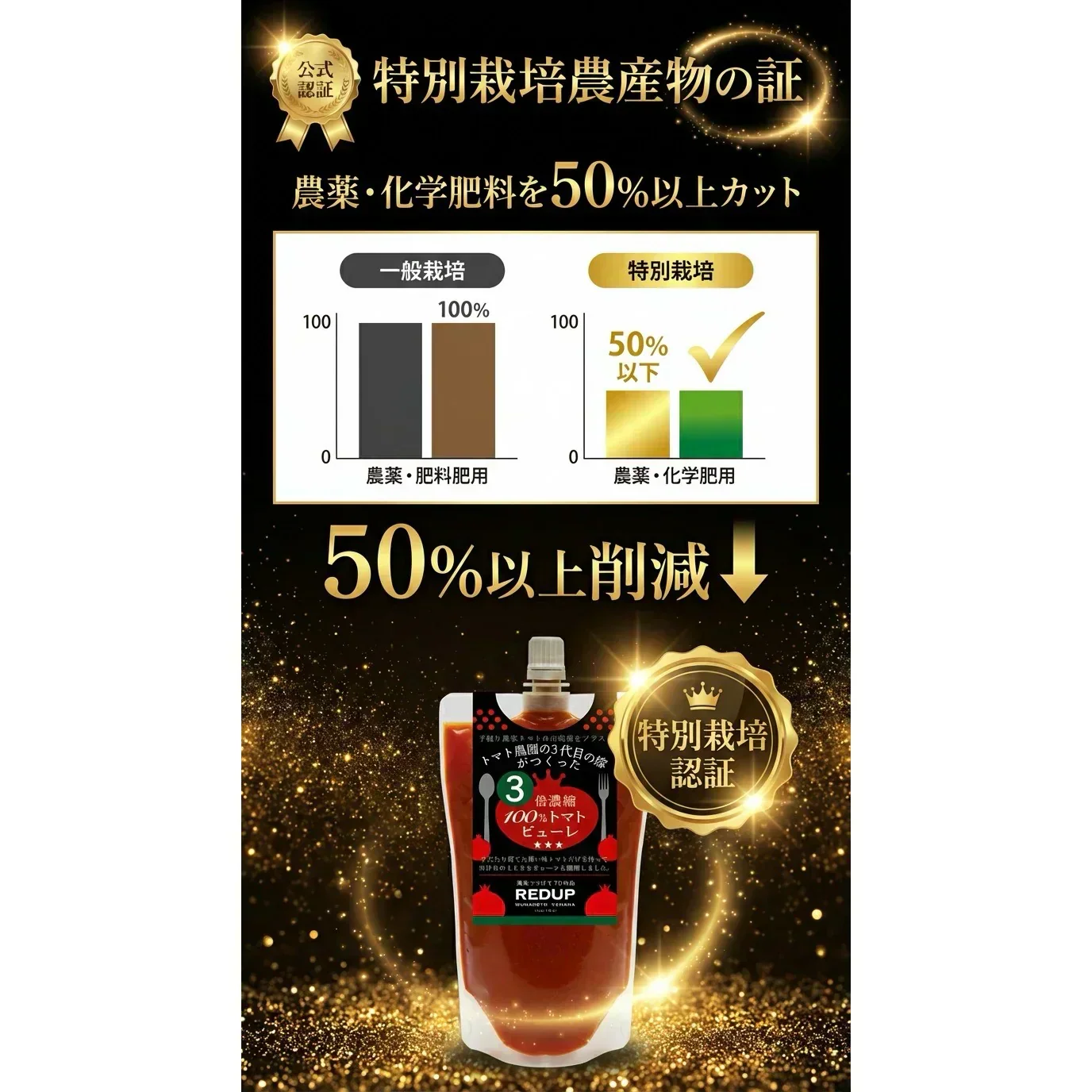 トマト農園の３代目の嫁がつくった「３倍濃縮100%トマトピューレ」100ml【カウシェファーム収穫対象商品】