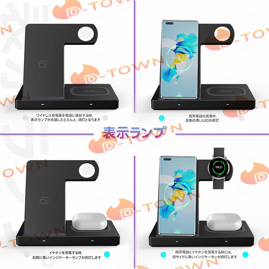 即納 3 in 1ワイヤレス充電器 apple watch充電器 置くだけ充電スタンド iphone 充電器 15W/10W/7.5W 最大15W出力 USB Type-Cポート 折り畳み式