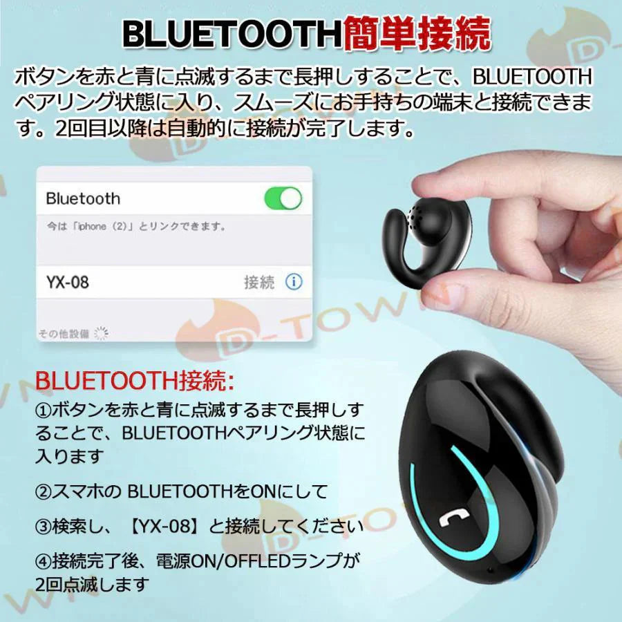 即納 イヤホン 耳を塞がない 片耳 ワイヤレス bluetooth 5.0 ランニング オープンイヤー ワイヤレスイヤホン ジョギング イヤーカフイヤホン 耳掛け式 s025B(ピンク)
