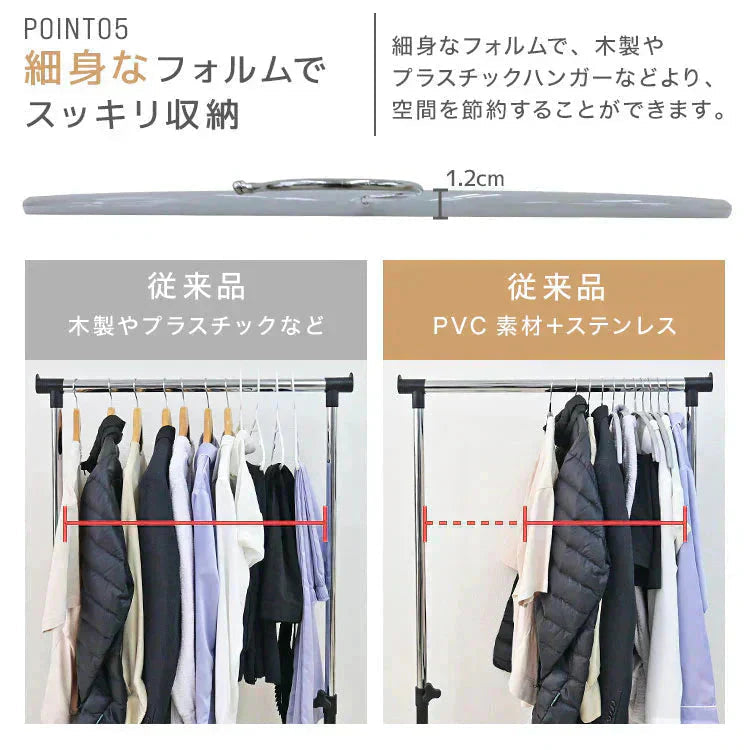 【ホワイト】【10本セット】すべらないハンガー 落ちない 滑り止め PVCコーティング 防水 型崩れ防止 肩 跡がつかない アーチ型 ニット カーディガン スリムハンガー 三日月 乾湿両用
