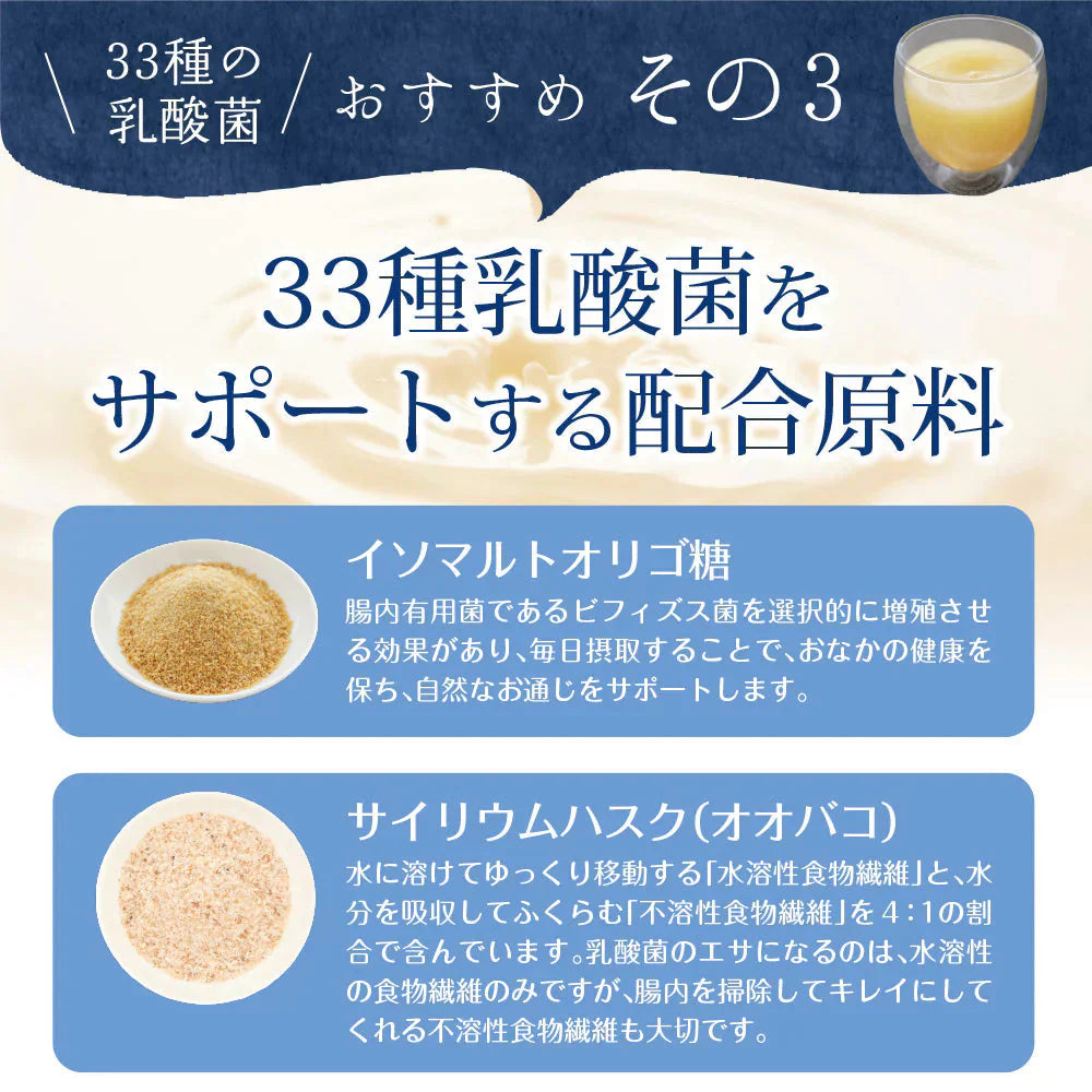 乳酸菌 サプリメント 粉末 33種の乳酸菌 30包入り 乳酸菌 メール便 送料無料 ダイエット 腸活