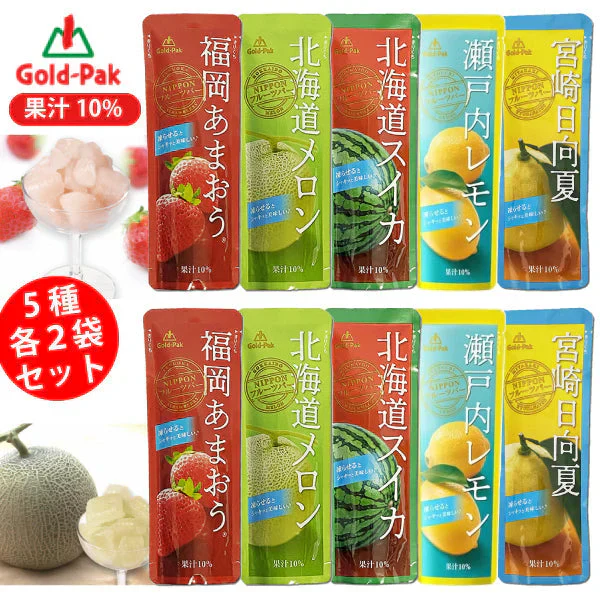 ゴールドパック 果汁10% ジュース 5種×各2袋 計10袋セット ジュース 詰め合わせ シャーベット アイス