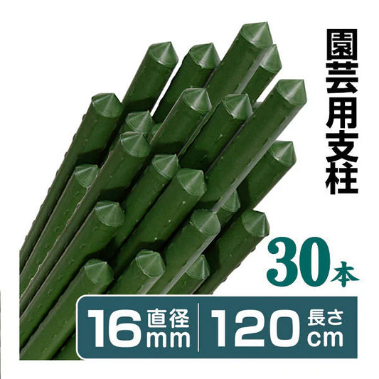 支柱 園芸 120cm 直径16mm 30本１組 イボ付 鋼管製 家庭菜園 グリーン イボ竹 国華園