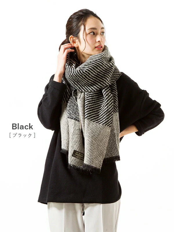 【ブラック】【商品名：チュアリーズ大判ストール】