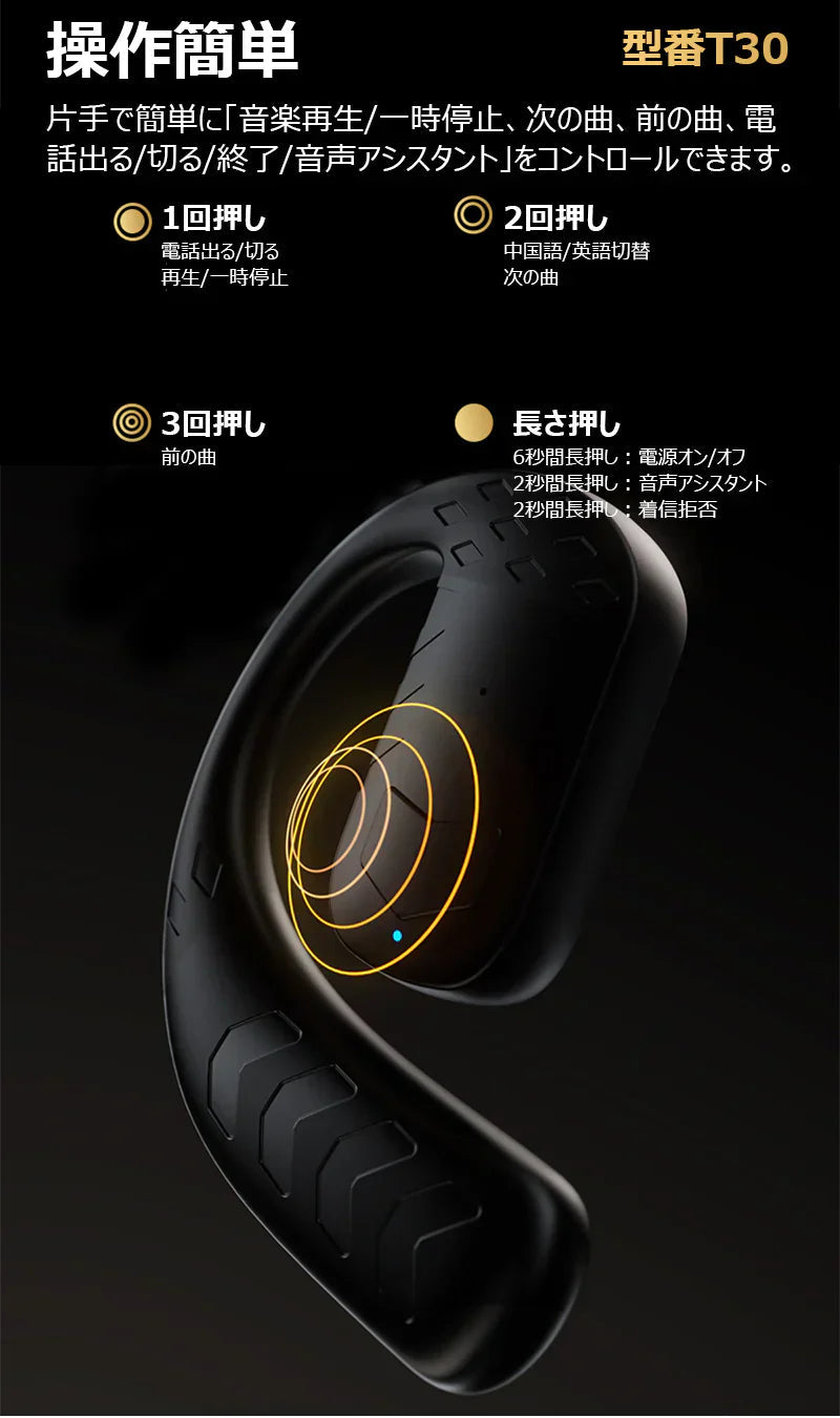 【左右耳兼用】ワイヤレスイヤホン 片耳 bluetooth5.4 180度回転 耳掛け式 IPX6防水 Hi-Fi高音質 ブルートゥースイヤホン type-C充電 耳を塞がない LED電力表示 快適 iPhone/Android適用 ハンズフリー w677D(ホワイトpro)