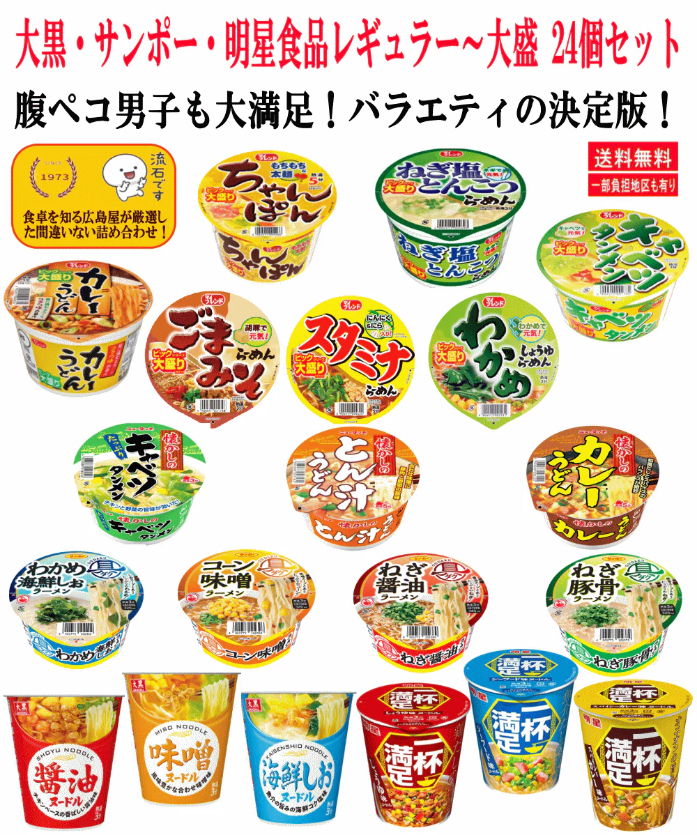 【カップ麵Re】【腹ペコ男子も大満足！大盛カップ麺の決定版！】ビッグ10個 レギュラーサイズ10種の20個セット 関東圏送料無料
