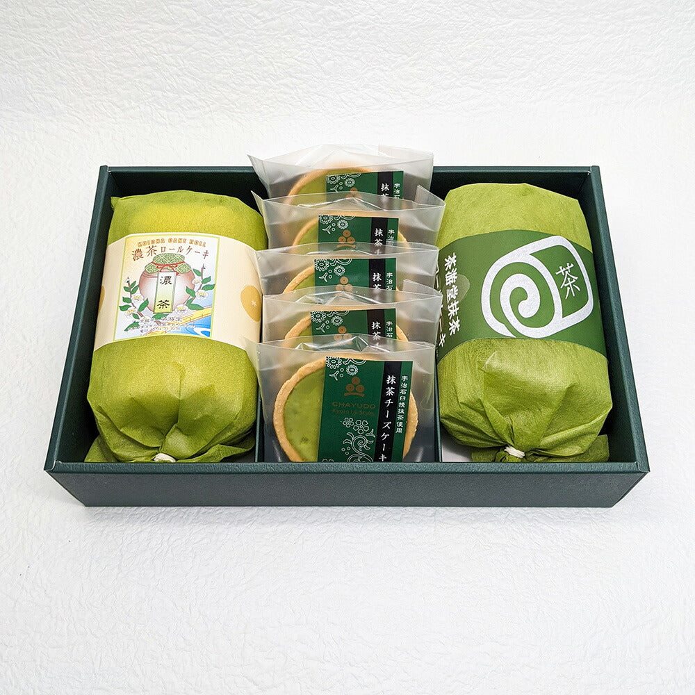 【3人シェア買いでお得】抹茶スイーツセット(濃茶ロール・茶游堂抹茶ロール・抹茶チーズケーキ5個)