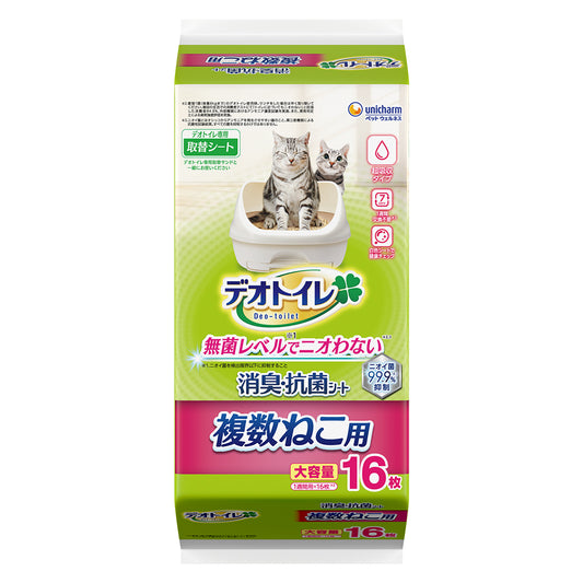 デオトイレ 複数ねこ用　消臭・抗菌シート 16枚 4袋