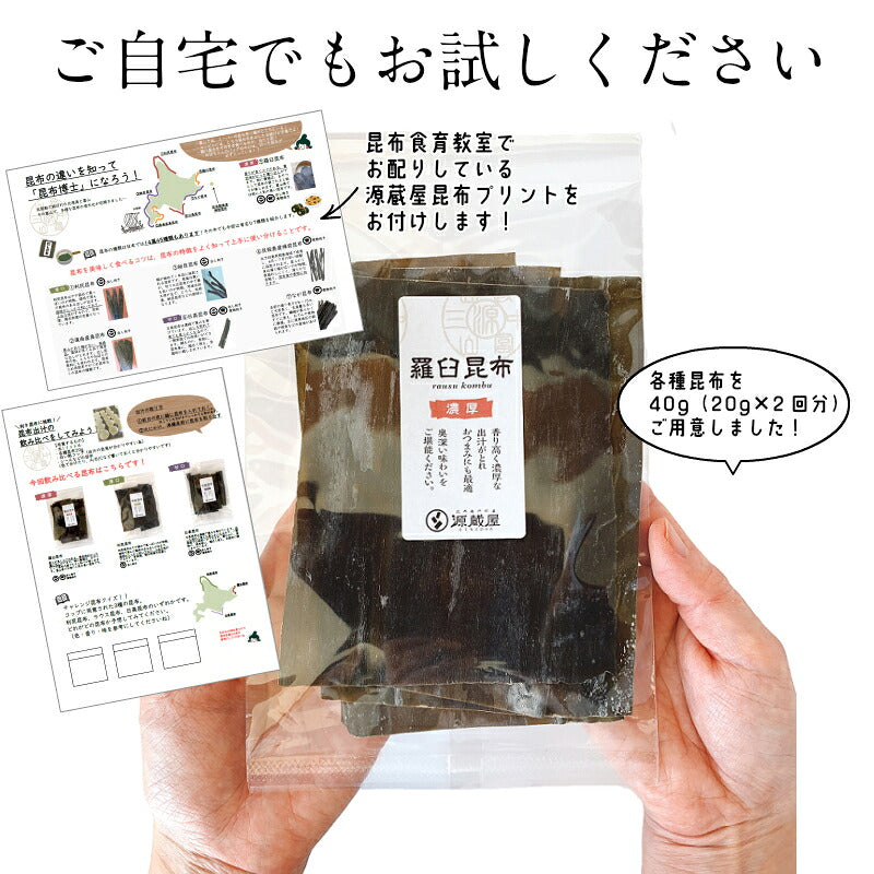 [セット]羅臼昆布 利尻昆布 日高昆布 各40g 飲み比べ 使い切り 食育