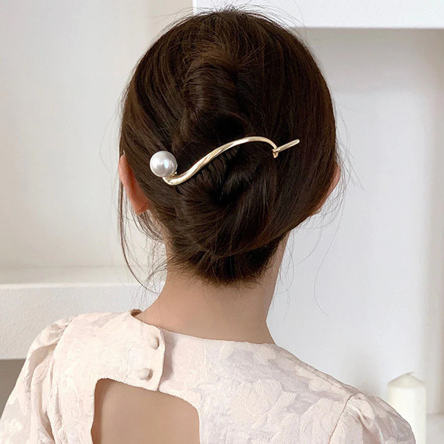 (ゴールド)ヘア留め ヘアアクセサリー クロスヘアピン髪飾り 上品 パーティー飾り