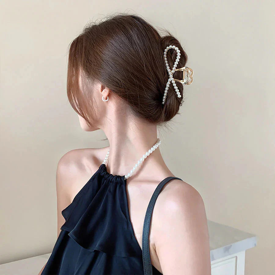 (Aタイプ)キラキラヘアピン　クリップ　花　パール付き　ヘア留め　ヘアアクセサリー　ヘア爪　クランプ　かわいい　オシャレ　髪飾り　大人　春　夏　秋