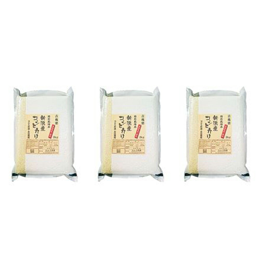 【3人シェア買いでお得】新潟 雪蔵仕込 特別栽培米新潟産コシヒカリ 6kg(2kg×3) 真空ﾊﾟｯｸ