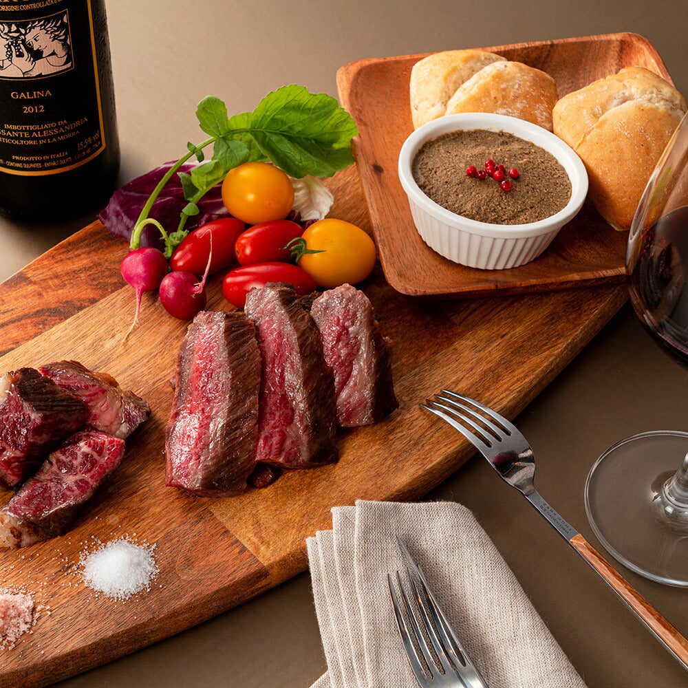 【3人シェア買いでお得】発酵熟成肉 黒毛和牛家バルセット 黒毛和牛肩ロース 鶏レバーパテ ライ麦パン ピンク岩塩 岩塩