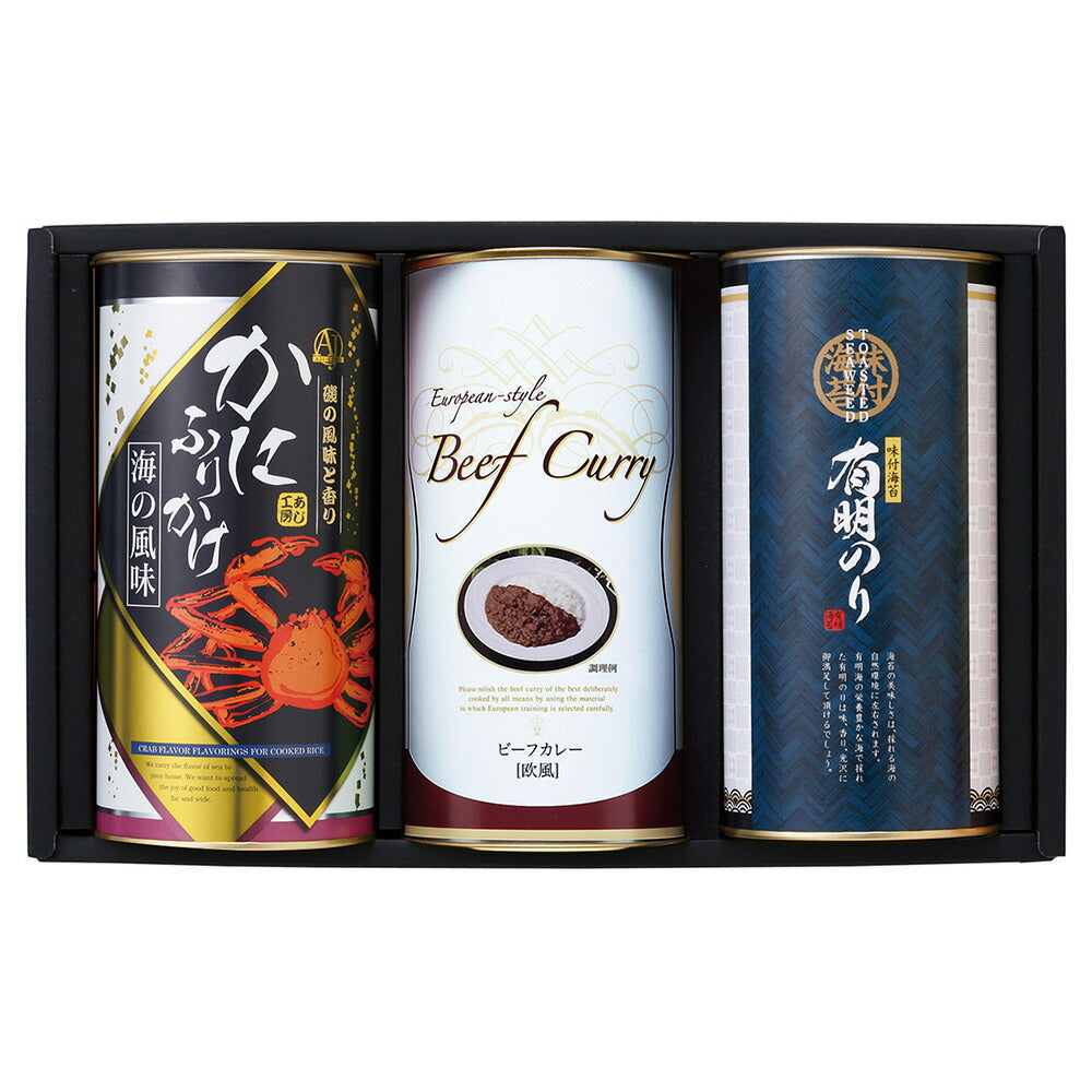 味工房 特選ギフト かにふりかけ50ｇ 欧風ビーフカレー200ｇ 有明のリ12切5枚入×8袋