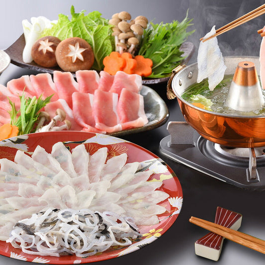 関とら本店 海と丘の豚しゃぶ食べ比べ フグ ふぐ 刺身 ふぐ鍋【送料込み】
