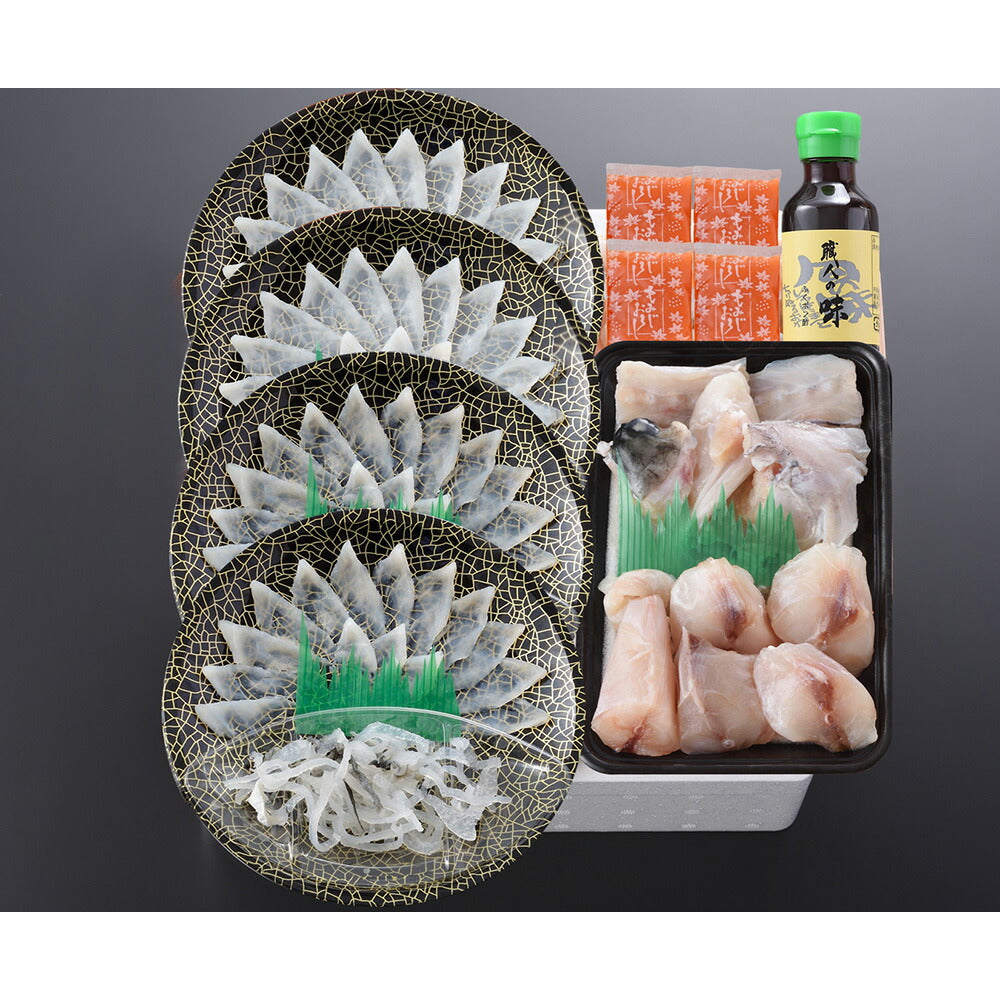 関とら本店 ふく薄造りとちり鍋詰合せ 刺身2種×各2皿 とらふぐ皮 ふぐちり200g フグ ふぐ刺し ふぐ刺身【送料込み】
