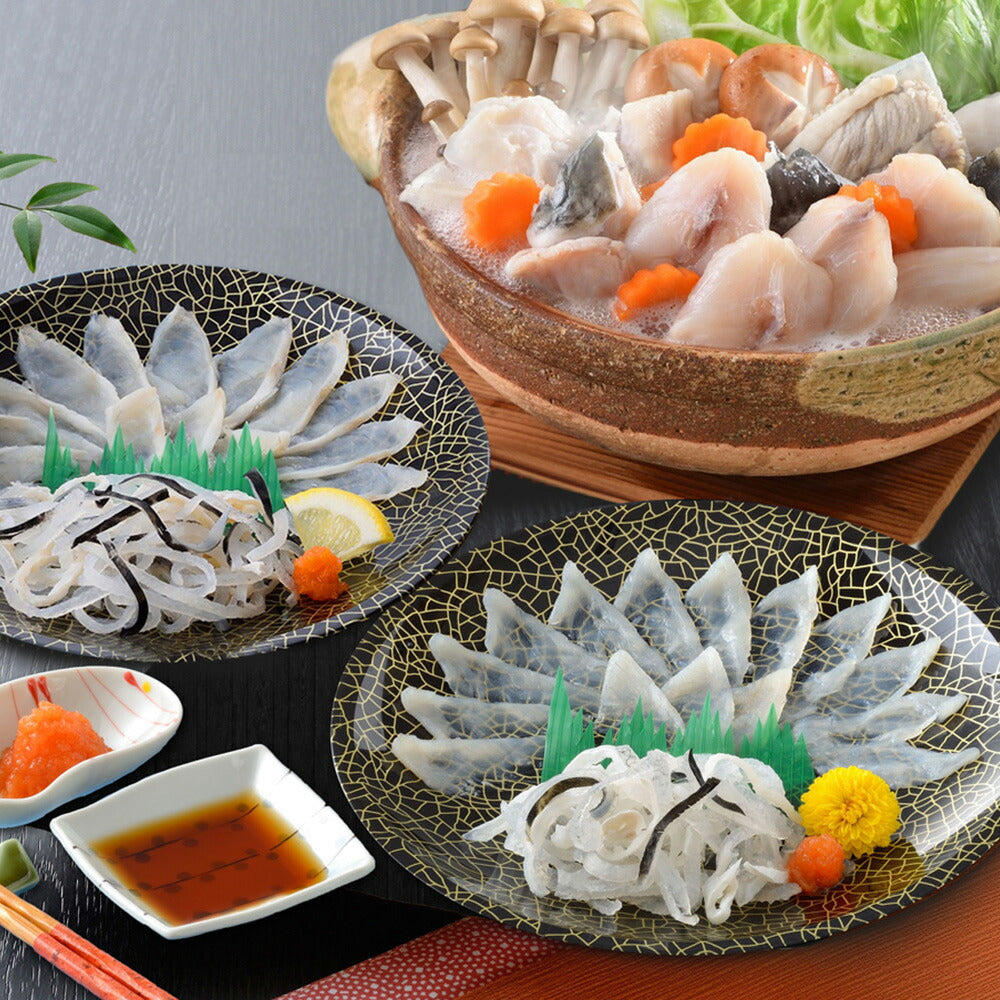 関とら本店 ふく薄造りとちり鍋詰合せ 刺身2種×各2皿 とらふぐ皮 ふぐちり200g フグ ふぐ刺し ふぐ刺身【送料込み】
