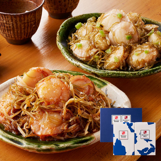 福岡 博多紀久屋 ほたて明太松前・ほたてわさびセット 惣菜 ホタテ 松前漬【送料込み】【二重包装不可】【お届け不可地域：離島】