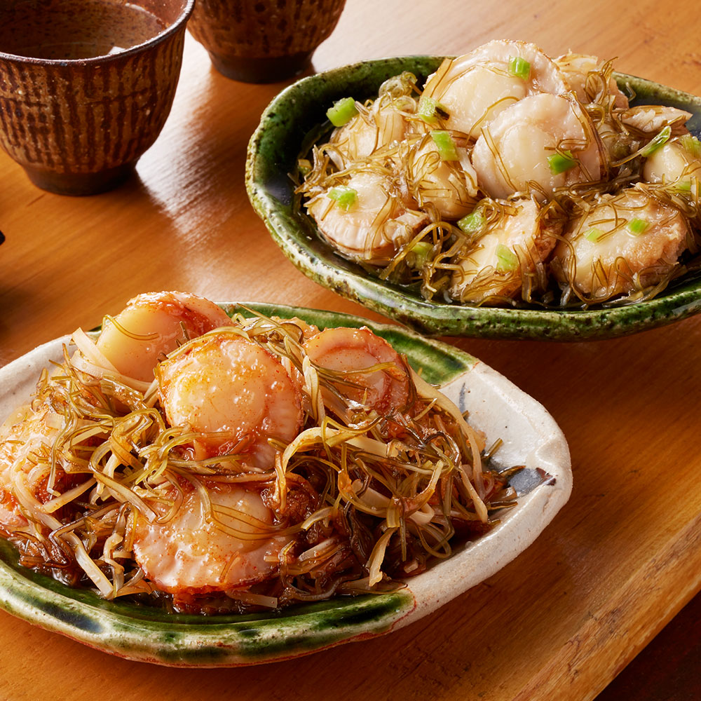 福岡 博多紀久屋 ほたて明太松前・ほたてわさびセット 惣菜 ホタテ 松前漬【送料込み】【二重包装不可】【お届け不可地域：離島】