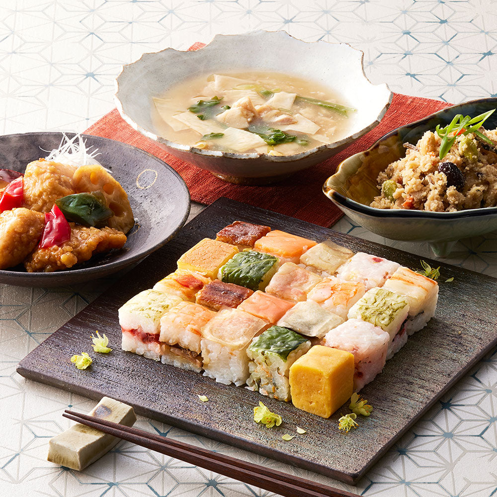 梅の花 なみはや寿司と3種の和惣菜セット 和風惣菜 すし【送料込み】【二重包装不可】【お届け不可地域：離島】