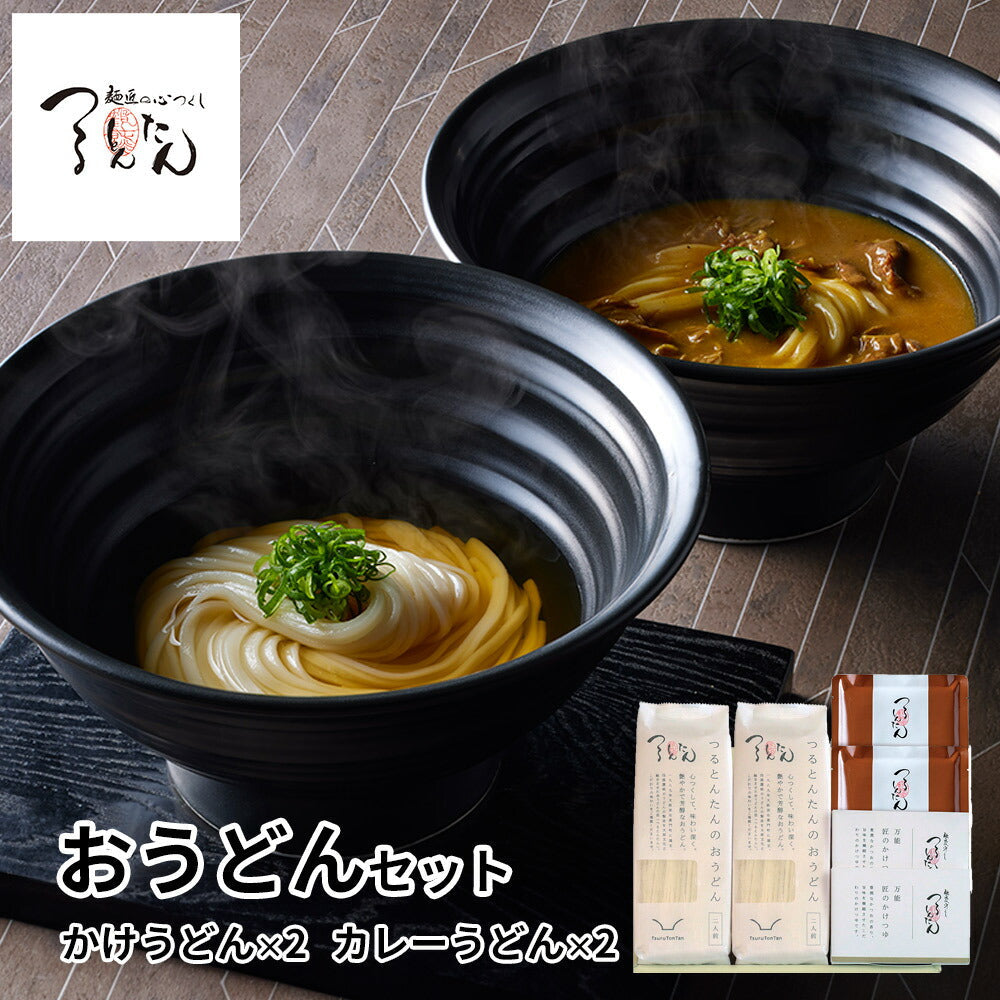 「つるとんたん」 かけうどん&カレーのおうどんセット (かけうどん×2、カレーうどん×2) 麺類 詰合せ【送料込み】【お届け不可地域：離島】