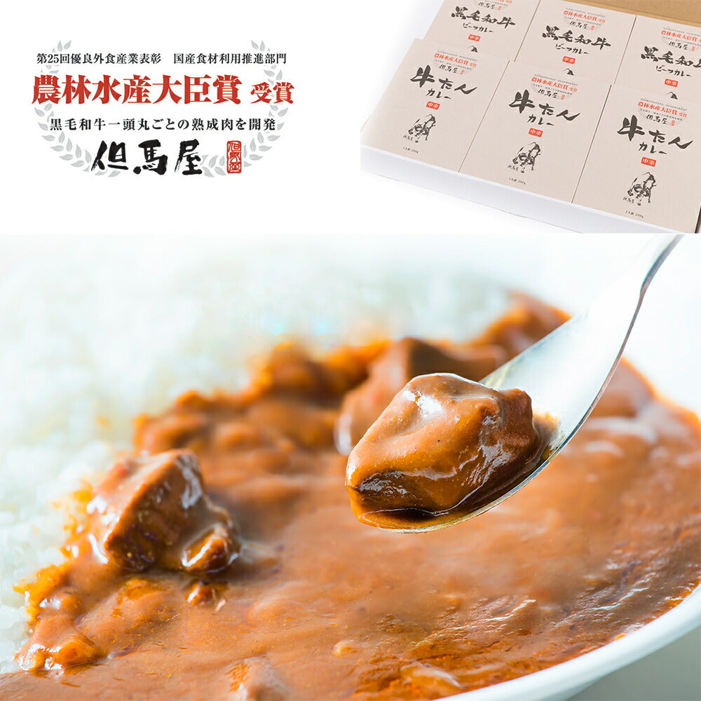 【3人シェア買いでお得】但馬屋カレー詰合せ6食セット【お届け不可地域：北海道・沖縄・離島】【二重包装不可】