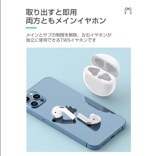 TWS完全ワイヤレスイヤホン Bluetooth 5.2 インナーイヤー型 タッチ式 ノイキャン HIFI高音質 10m安定通信 自動ペアリング 片耳 両耳とも対応 siri対応 遅延なし