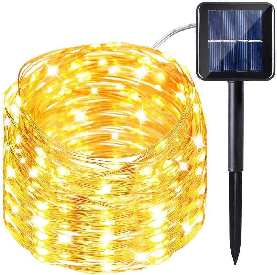ソーラーライト 電飾イルミネーション 屋外ガーデンライト IP65防水10M100LED 電球間隔10cm クリスマス 学園祭 LED飾りライト 8パターン点灯 w658