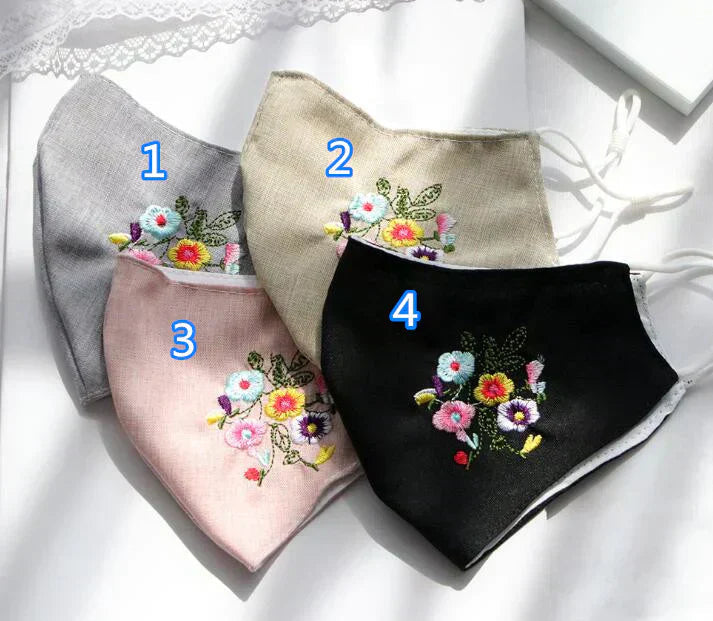 ランダム発送（3枚組）秋冬春 刺繍うファッションマスク 防寒　洗える 布　立体 防塵　美人 マスク 綺麗 大人用 秋冬新作 おしゃれ