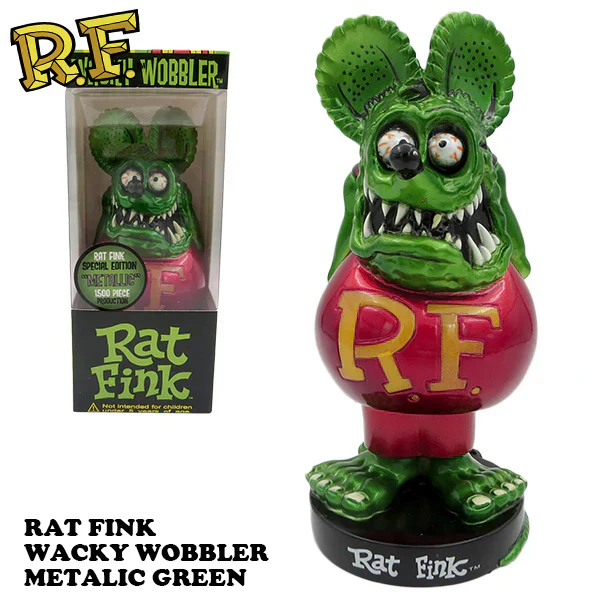 ラットフィンク ボビングヘッド メタリックGREEN ファンコ FUNKO ラットフィンク フィギュア ボビングヘッド RAT FINK メタリック グリーン 首振り人形 特大 レア 大きい 車 アメリカン雑貨 アメリカ雑貨 送料無料 アメキャラ ネズミ ラットフィンク グッズ