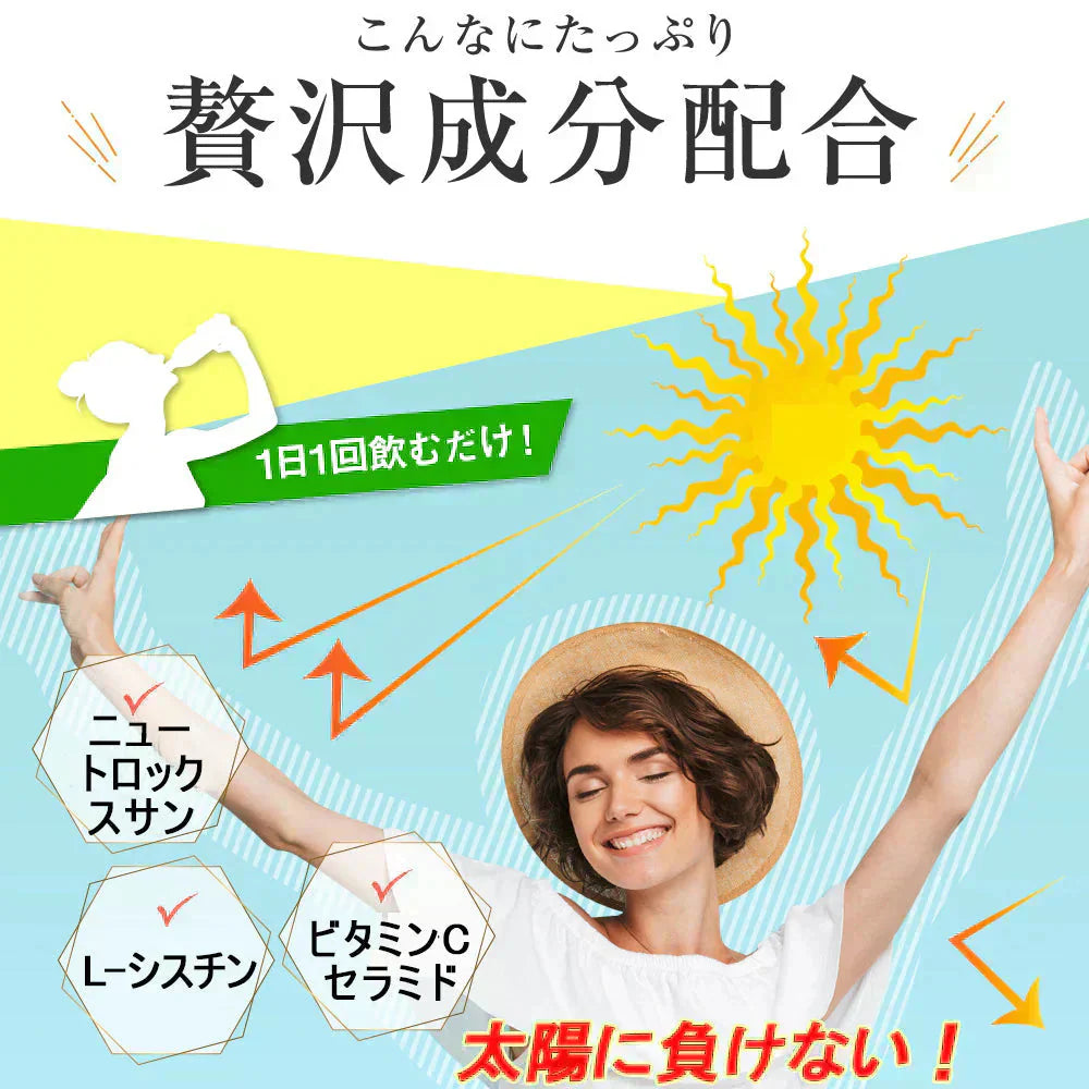 【激安お得４袋セット・ひがサプリ】新時代 太陽対策 飲む お出かけ対策 サプリメント  バリア サプリ 飲む日焼け止め サンスティック 日焼止め UVケア UVカット 紫外線サプリ クリーム ニュートロックスサン UV 対策 ケア カット 紫外線カット 紫外線 日差しに負けない ビタミン 日焼どめ お肌 守る シスチン ビタミンC レッドオレンジ シトラス ローズマリー マリーゴールド 日本製 国産