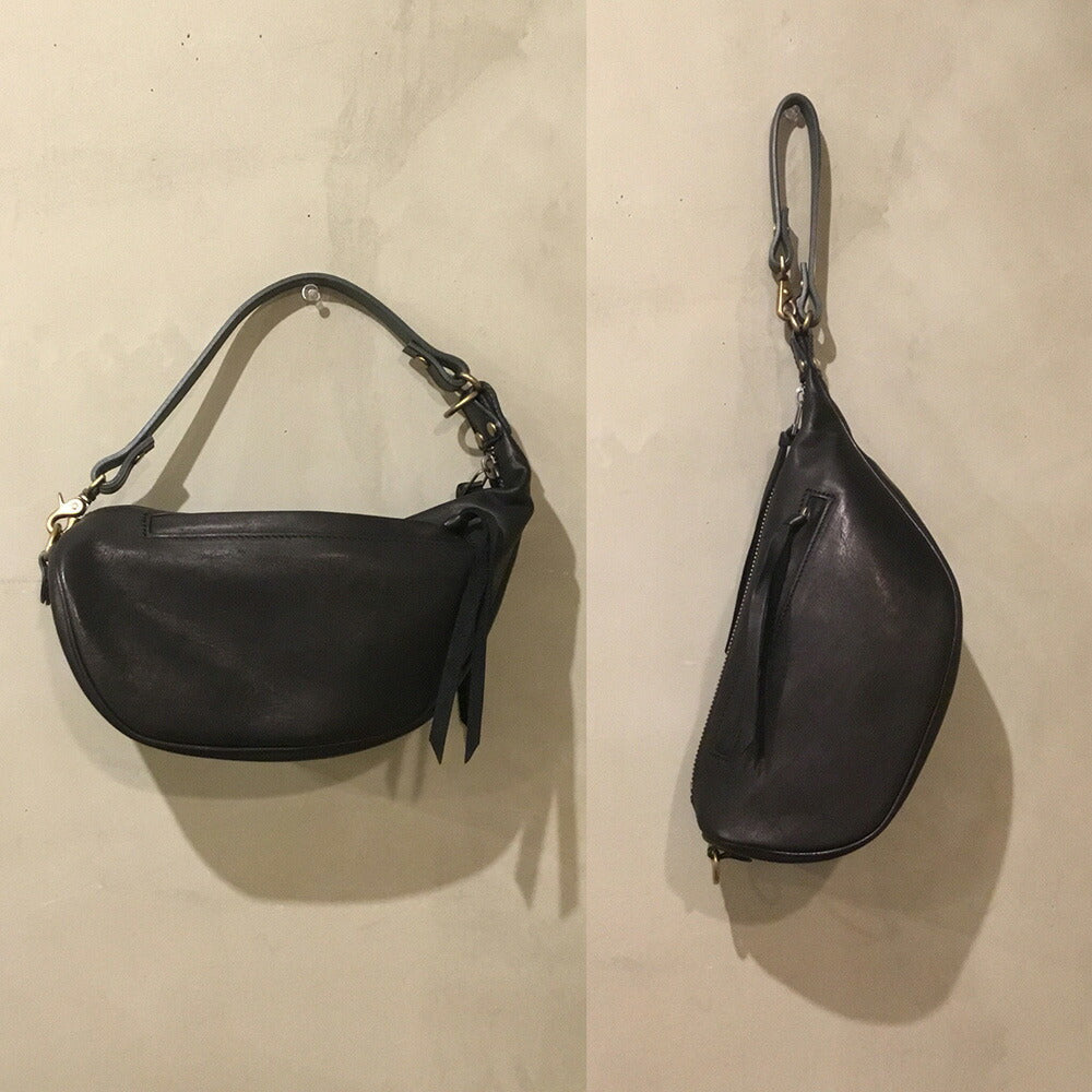 【3人シェア買いでお得】-Less 鞍 くら 型クラッチショルダーバッグ LMSB-0031 ブラック