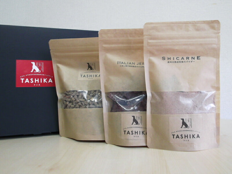 多可の無添加ペットフード 「TASHIKAセットB （鹿肉ドライフード、シカルネ、ジャーキー（背肉））」（一般食）