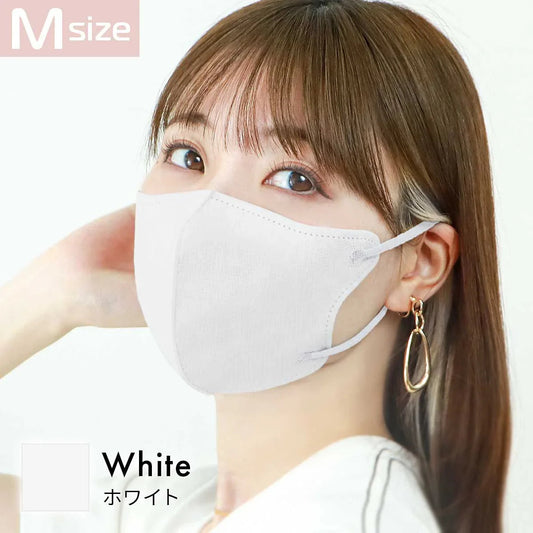 【Mサイズ】【ホワイト】耳紐同色　立体マスク  両面 同色 立体 不織布 カラー 血色 3Dマスク 3D マスク 2D 2Dマスク 美人 小顔 使い捨て カラーマスク 美 シルエット ジュエルフラップマスク 3Dデイリースタイル Jewel Flap Mask 公式 WEIMALL bwm3d3【カウシェファーム収穫対象商品】