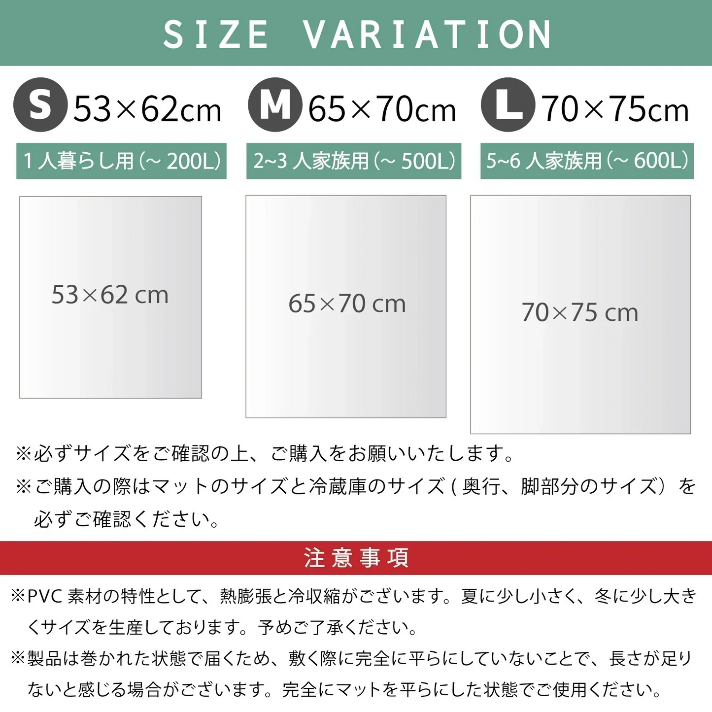 【70×75cm】冷蔵庫マット クリアマット 撥水 53×62 65×70 70×75 ダイニング クリア 抗菌 防カビ 防臭 厚さ1.5mm 床 保護 傷防止マット 透明 冷蔵庫 キッチン チェアマット キッチンマット 新生活