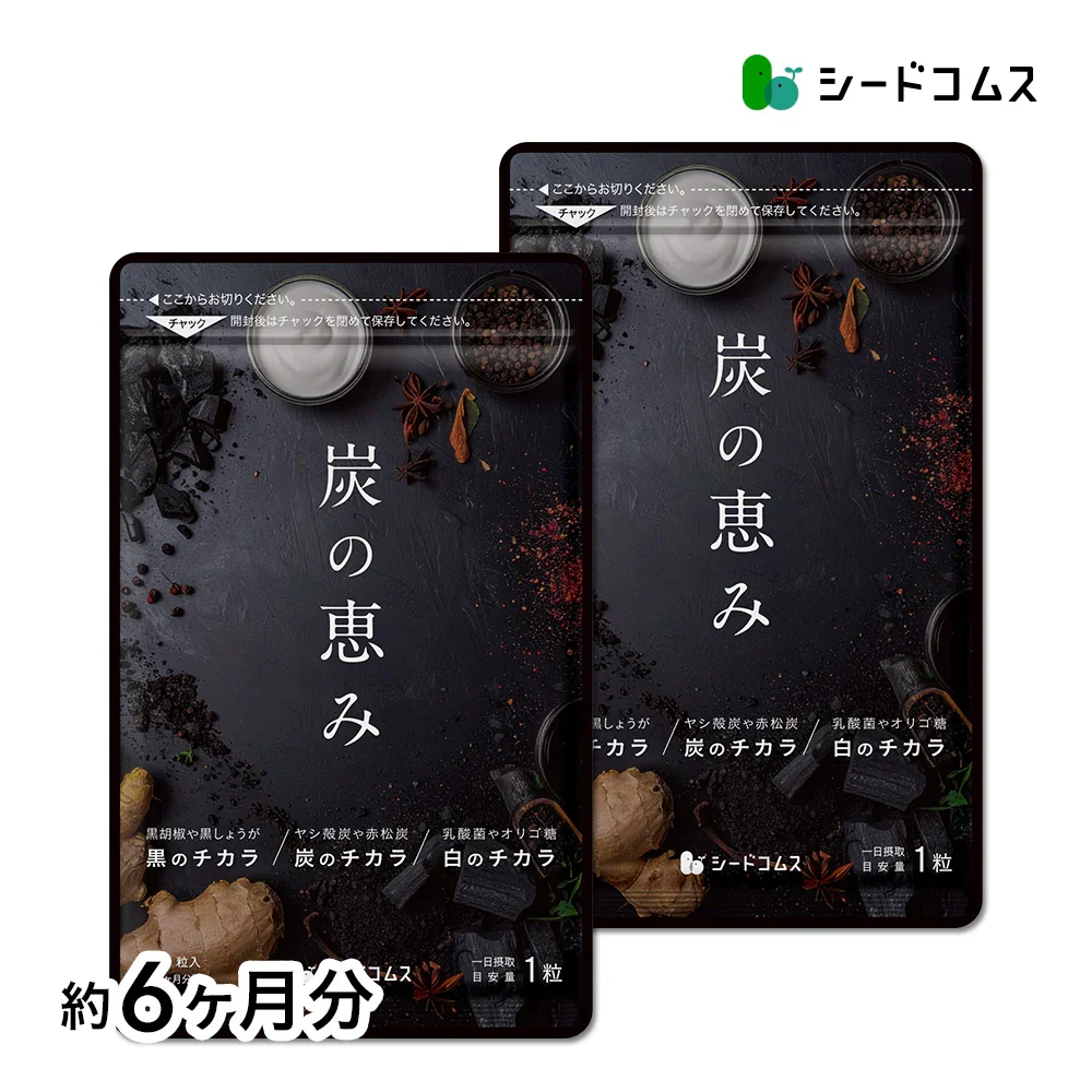 炭の恵み《約6ヶ月分》  炭 ダイエット サプリ サプリメント チャコールクレンズ  乳酸菌 炭サプリ オリゴ糖 炭クレンズ りんご線維 食物繊維 黒酢 もろみ 黒生姜  赤松炭【大容量】
