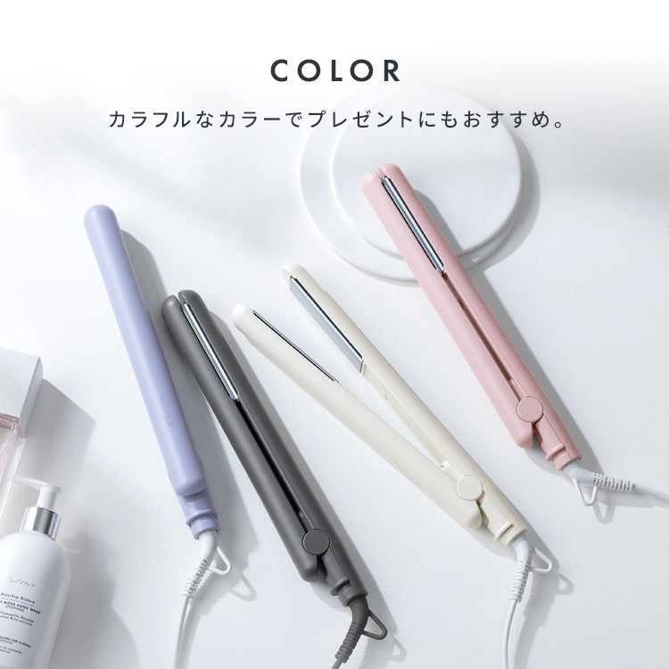 【カートアップNG】【オフホワイト】ヘアアイロン ストレート ストレートアイロン  アイロン コテ ヘアアイロン ミコラ 軽量 コンパクト 海外対応 120℃ 200℃ セラミックコーティング 5段階温度調節 スリム ヘアケア プレゼント ギフト 美容家電 MiCOLA アイリスオーヤマ HIR-MS101