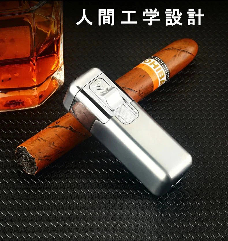 super ライター　携帯便利　スタイリッシュ　ガスライター メタルライター 充填式ライター 注入式ライター トリプル ターボ ジェット ライター　 小型 防風 軽量 薄型 おしゃれ 誕生日 記念日 プレゼント　 登山、キャンプ、防災に最適(ガスを含んでいません) w258B(ゴールド)